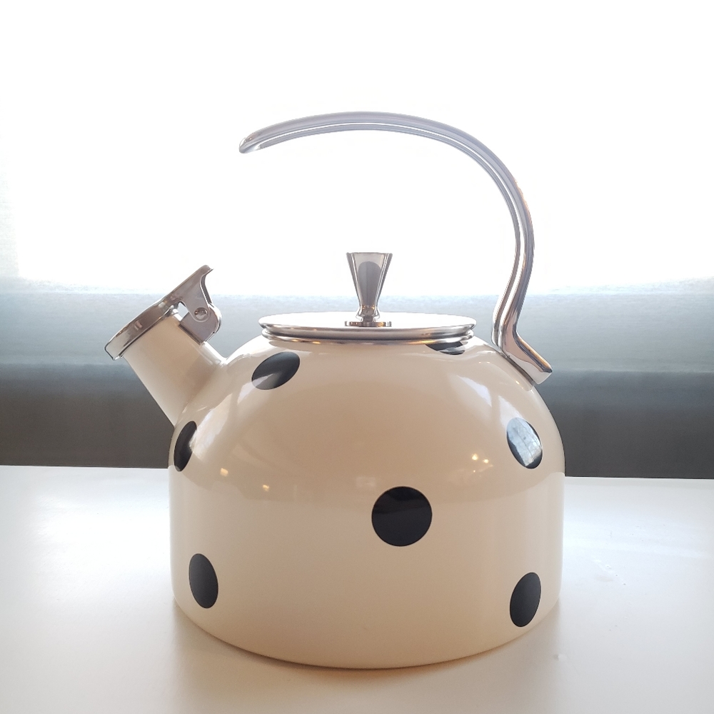Kate Spade New York Deco Dot Tea Kettle Black and Cream